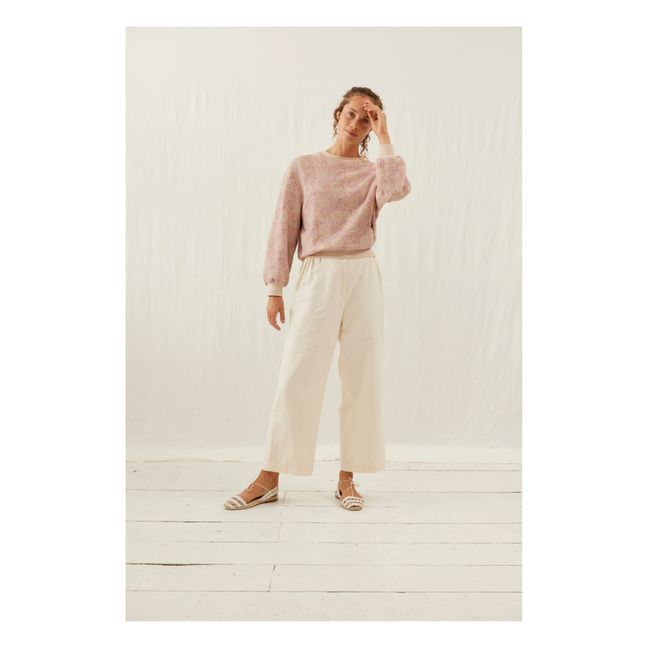 Pantalones Abuela de algodón y lino - Colección Mujer | Crema