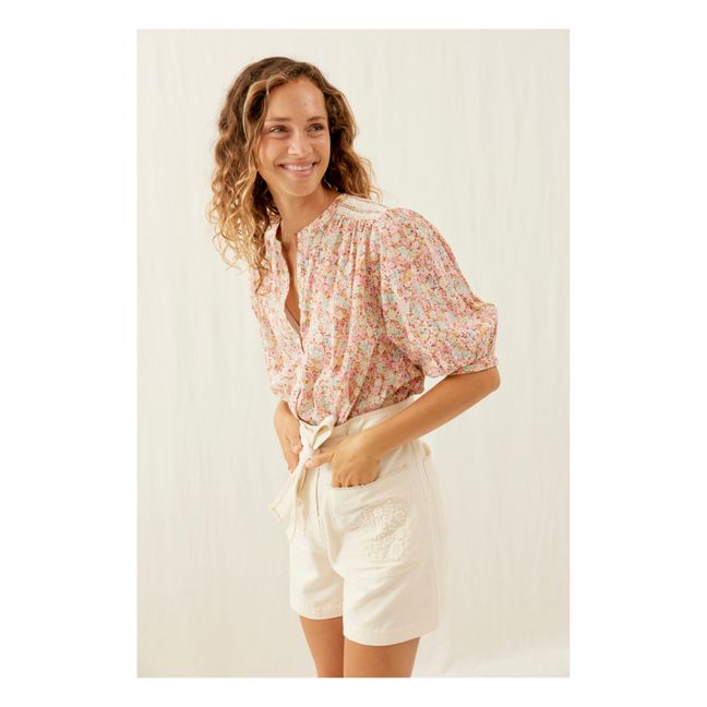 Rhea Shorts aus Baumwolle und Leinen - Damenkollektion | Cremefarben