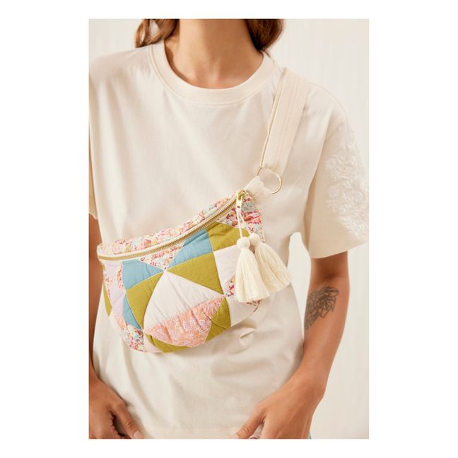Gaby Patchwork Quilted Banana Bag - Women's Collection | Ecru