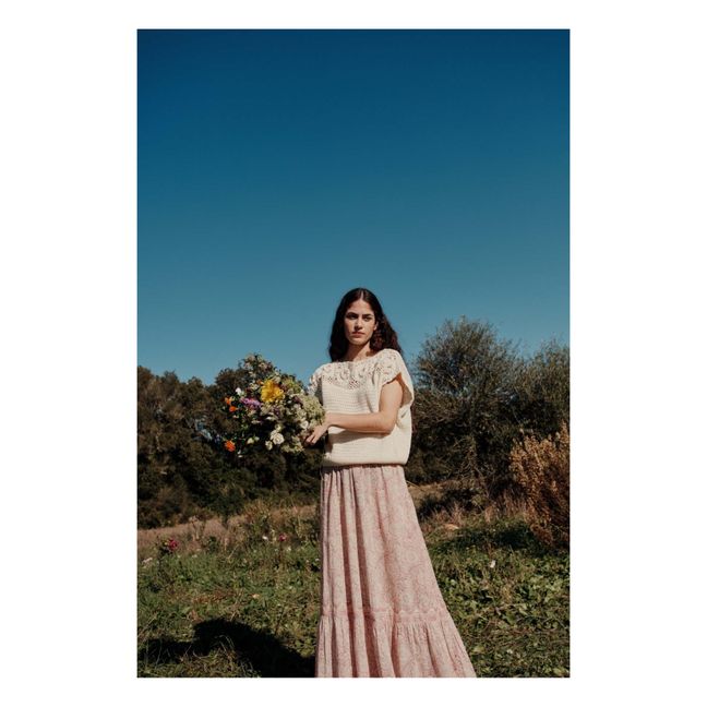 Jersey Loria bordado de flores - Colección Mujer | Crema