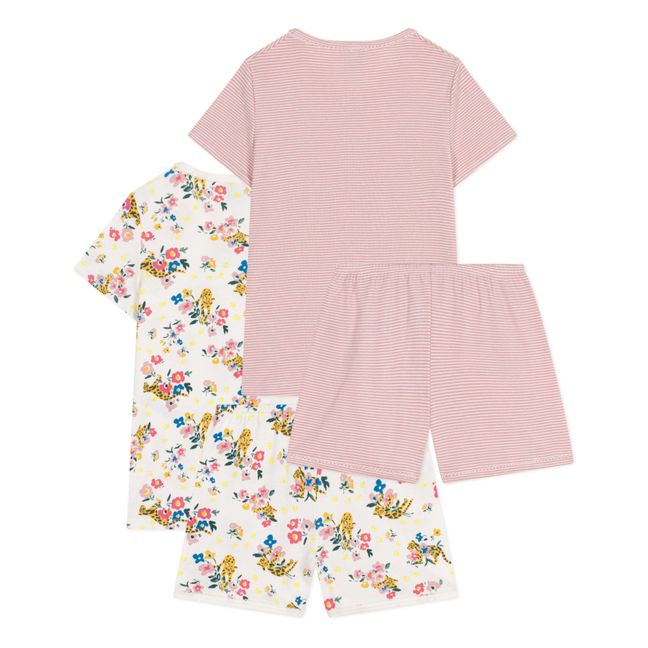 Set of 2 Flower Shorts Pyjamas | Pink