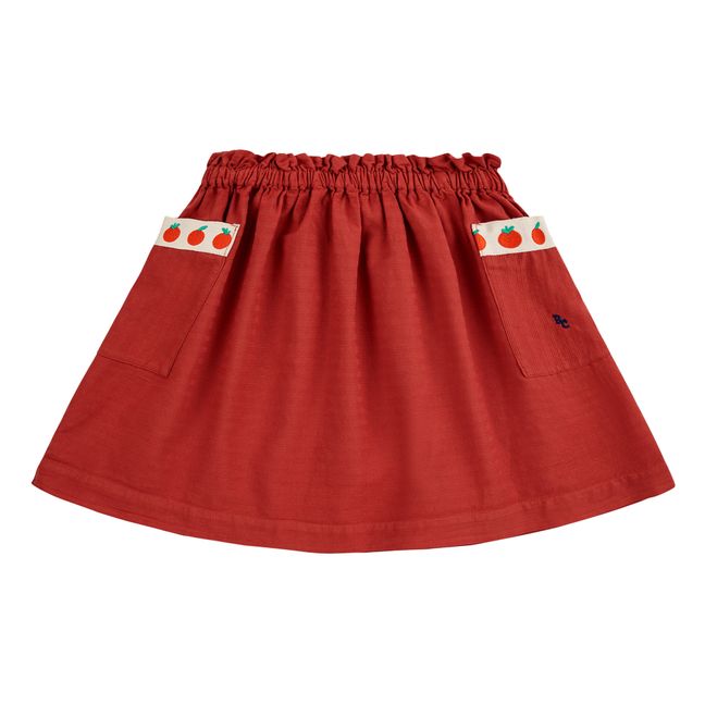 Tomato Embroidered Pocket Skirt | Red