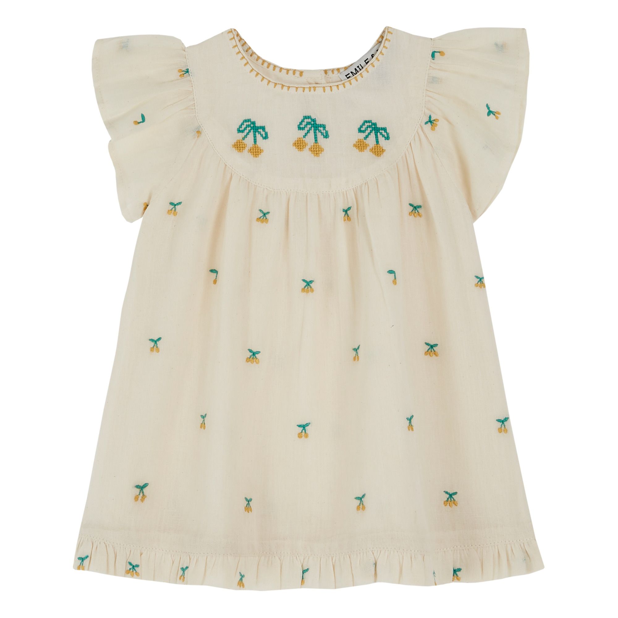 Emile et Ida Hand Embroidered Smocked Dress, Cream