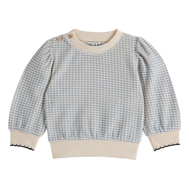 Vichy-Frottee-Sweatshirt | Blau