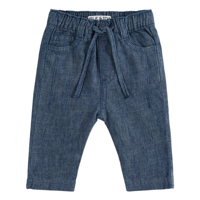 Indigo Linen Trousers | Denim blue