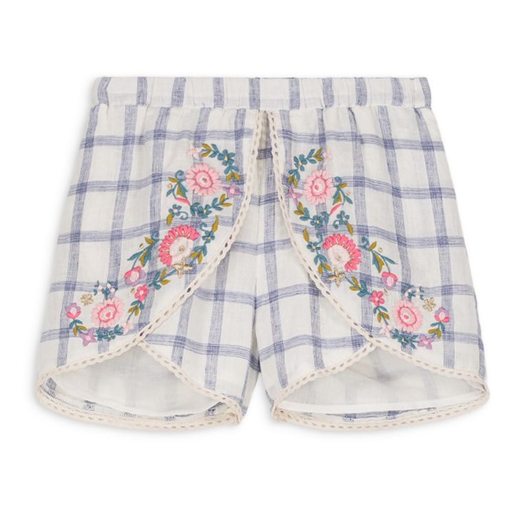 Ensemble Bébé Fille - Gilet à Noeud Papillon + Short à Carreaux, Taille 56, Blanc, 6-7 Ans