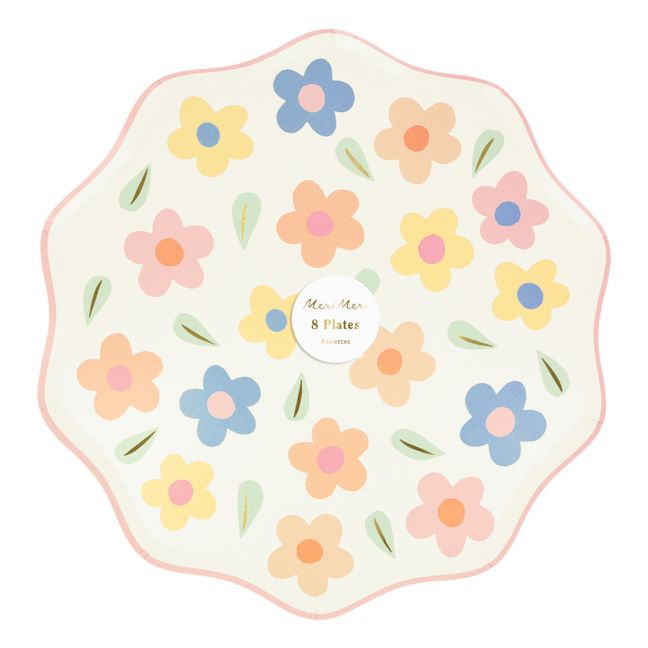 Happy Flowers dinner plates - Set of 8 | Pastel