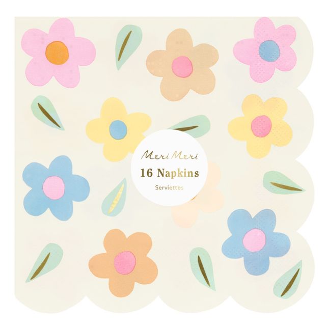 Grandes serviettes Happy Flowers - Set de 16 | Pastel