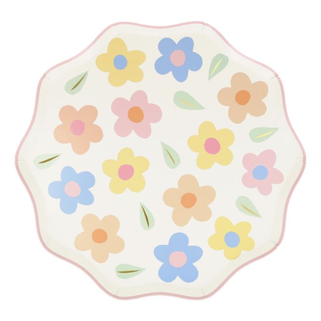Assiettes latérales Happy Flowers - Set de 8 | Pastel