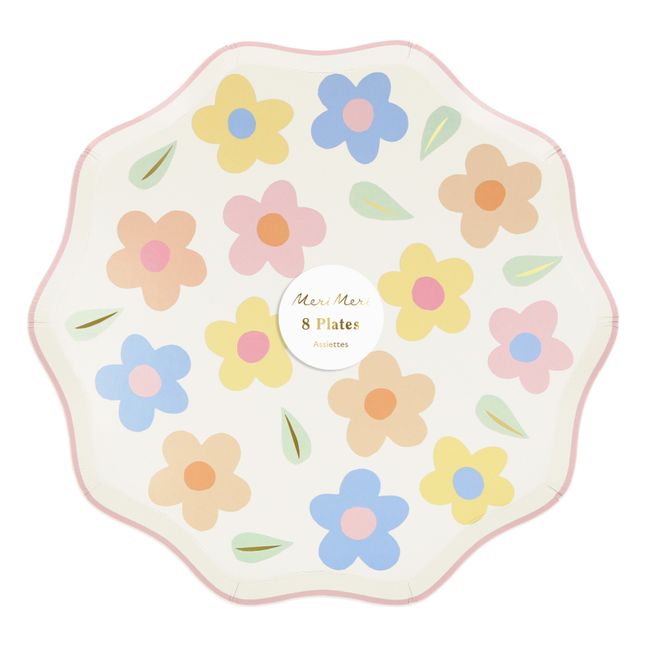 Happy Flowers side plates - Set of 8 | Pastel