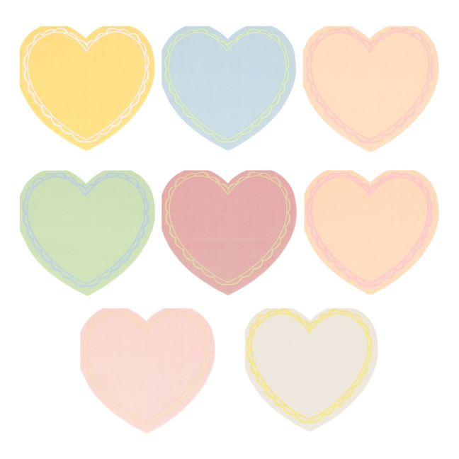 Petites serviettes coeur pastel - Set de 16 | Pastel