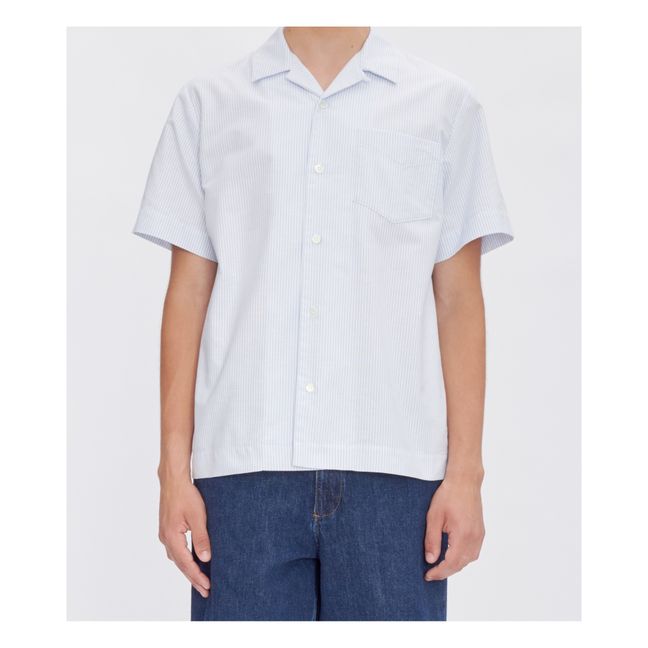 Lloyd Camisa de algodón orgánico con logo a rayas | Blanco