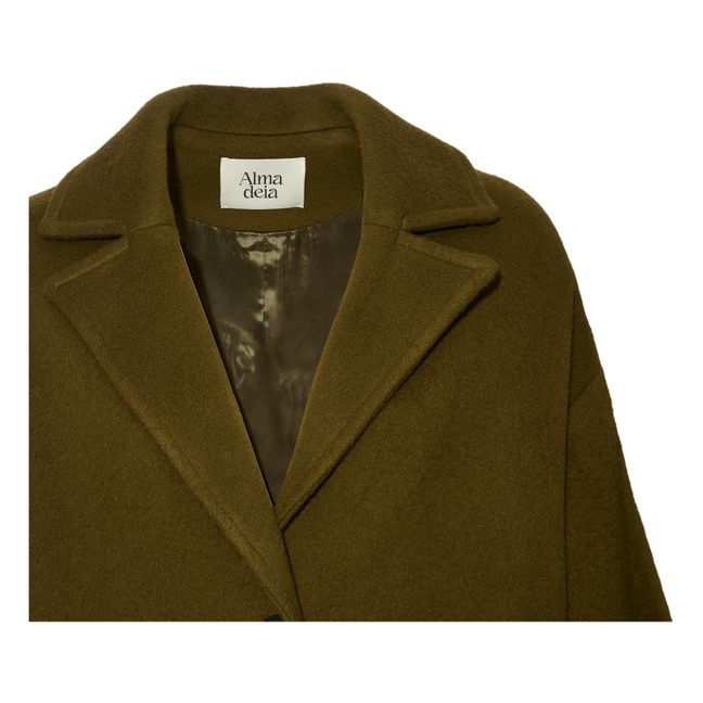 Cappotto lungo in lana riciclata | Verde militare