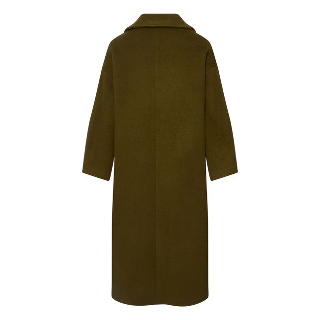 Abrigo largo de lana reciclada | Verde Kaki