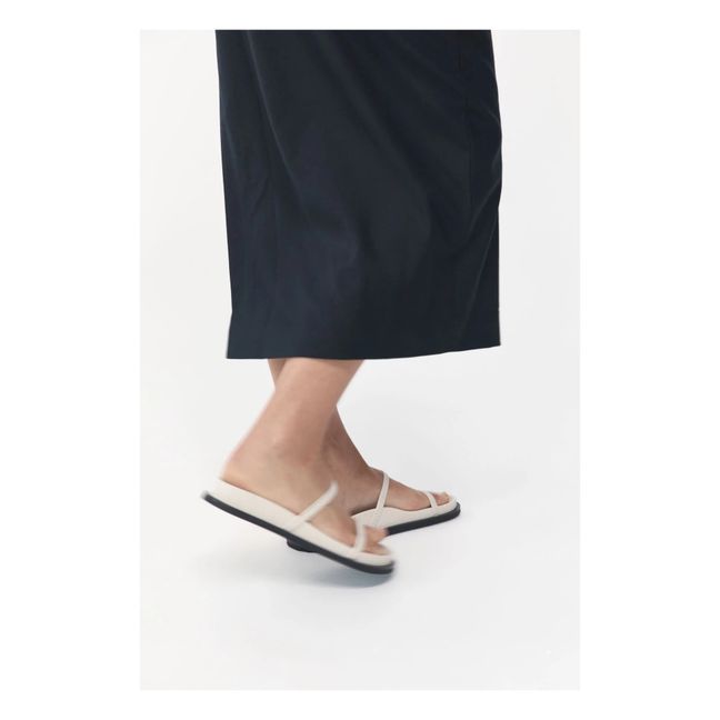 Slide Leather Sandals | White