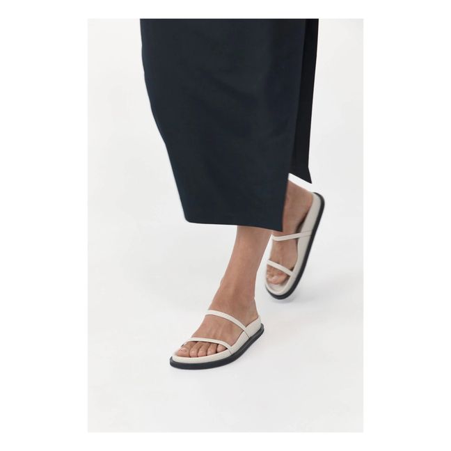 Slide Leather Sandals | White