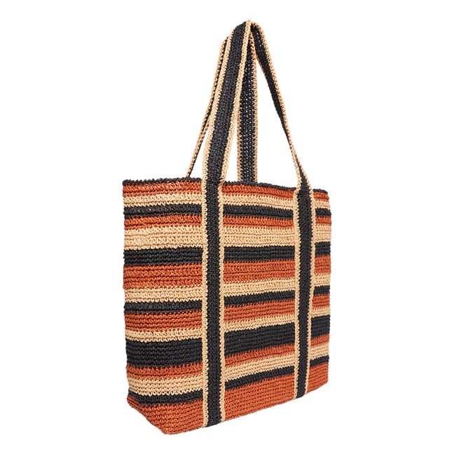 GM Shopping Bag Raffia Stripes Paper | Camel