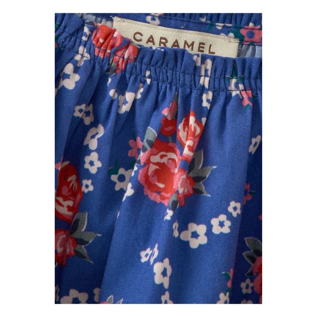 Camicetta in popeline di cotone con fiori | Blu marino