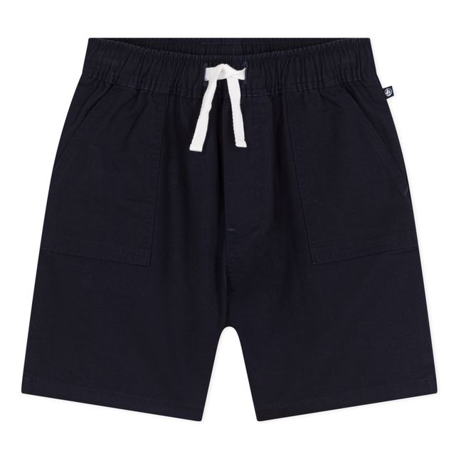 Merlin Cotton Linen Shorts | Navy blue