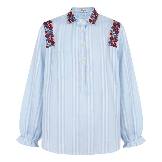 Mojito Embroidered Stripes Shirt | Light blue