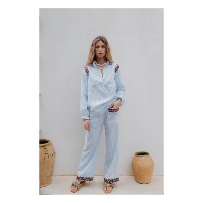 Mojito Trousers Embroidered Stripes | Light blue
