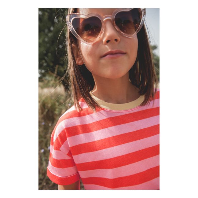 Striped Mini Amore T-shirt | Candy pink