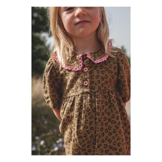 Kleid Berry Gaze aus Baumwolle | Leopard