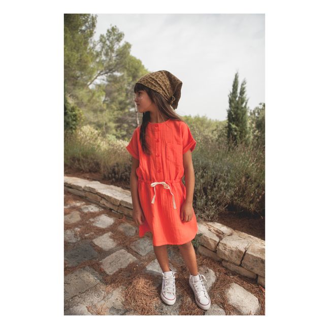 Baïa Vestido de gasa de algodón | Naranja Sanguina