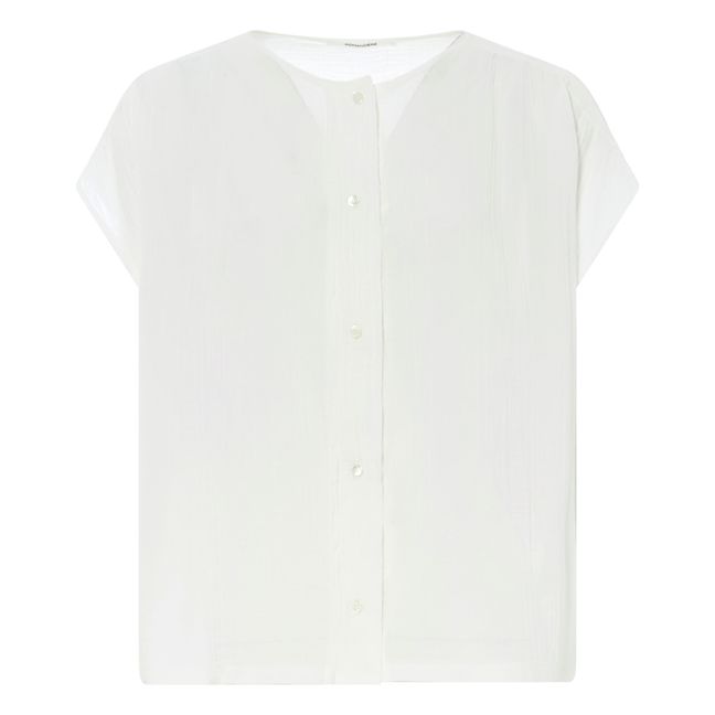 Gaze-Bluse aus Baumwolle | Weiß