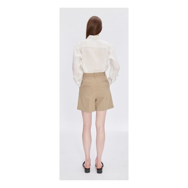 Pantalones cortos Nola de algodón y lino | Beige