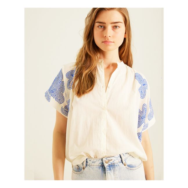 Maya Blouse Embroidered Flowers | White
