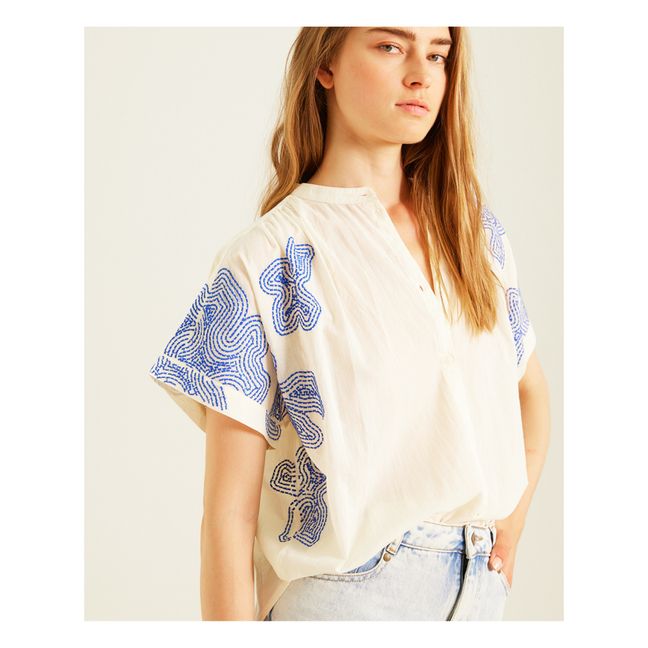 Maya Blouse Embroidered Flowers | White