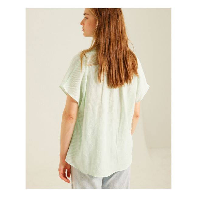 Bluse Yoko Streifen Bio-Baumwolle | Wassergrün