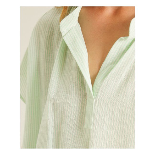 Yoko Stripes Organic Cotton Blouse | Green water