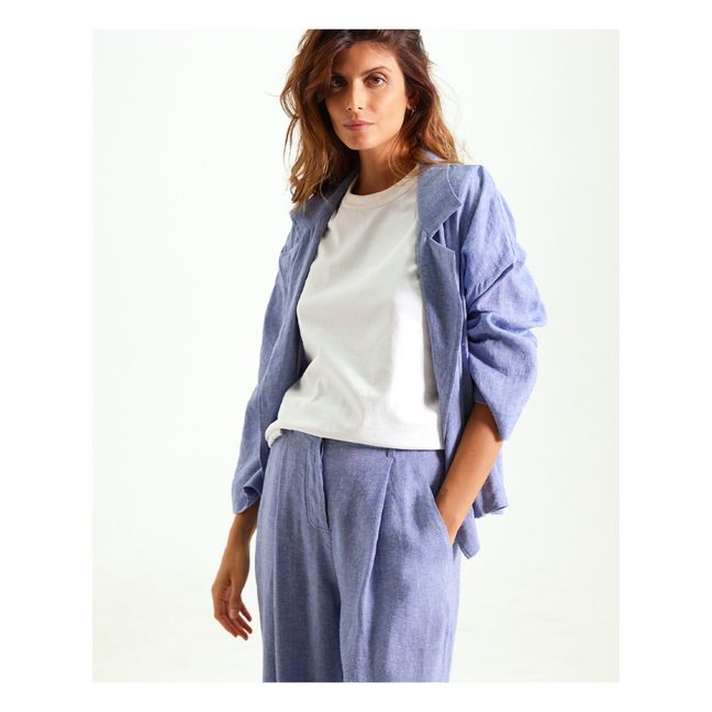 Fluid Jasmine Linen Jacket | Denim blue