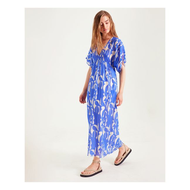 Nour Printed Dress | Royal blue