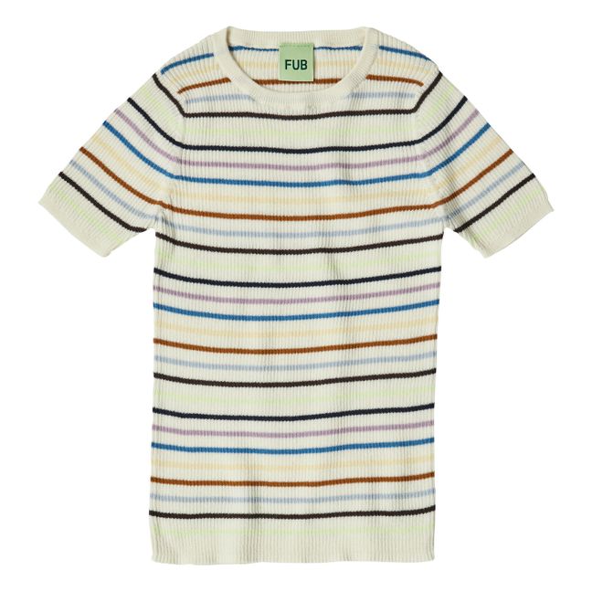 Extra Fine Knit Ribbed Organic Cotton T-Shirt | Ecru
