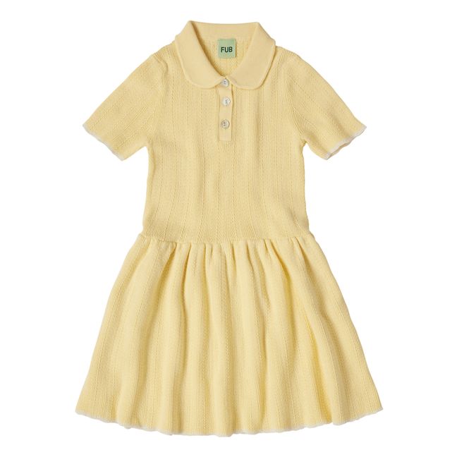 Organic Cotton Fine Knit Dress | Yellow