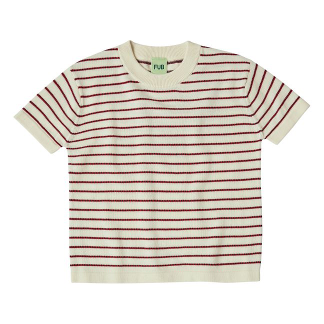 Organic Cotton Fine Knit T-Shirt Marinière | Ecru