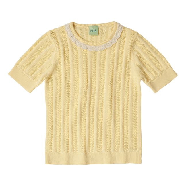 T-Shirt Maille Extra Fine Pointelle Coton Bio | Jaune