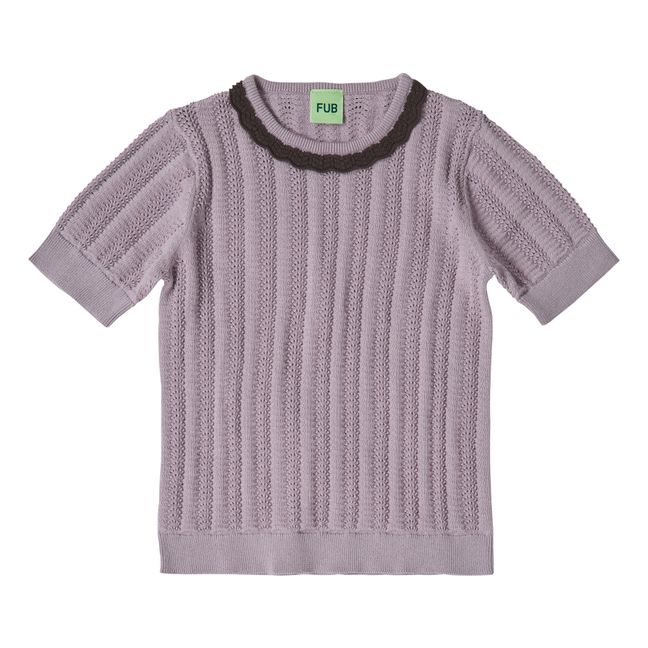 T-Shirt Maille Extra Fine Pointelle Coton Bio | Mauve