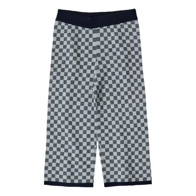 Organic Cotton Jaquard Fine Knit Trousers | Navy blue