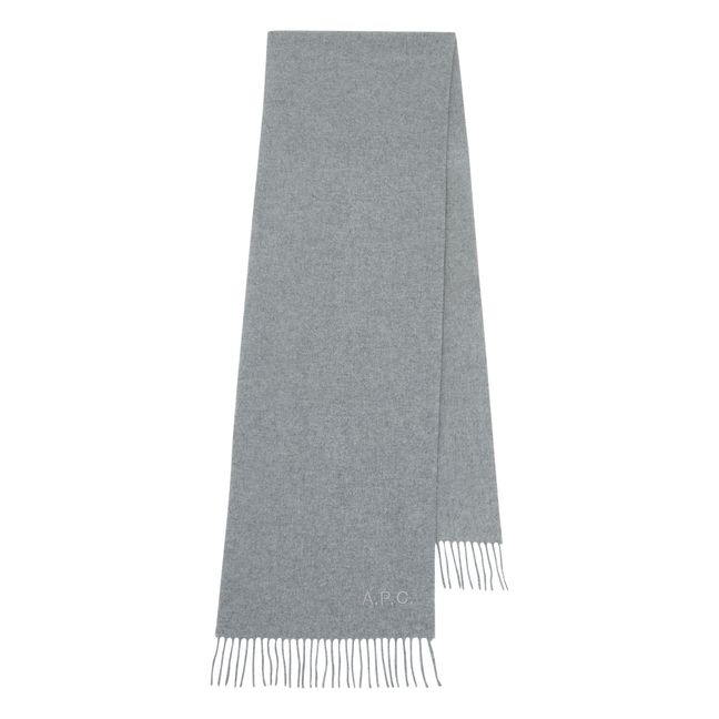 Ambroise Wool Embroidered Scarf | Heather grey