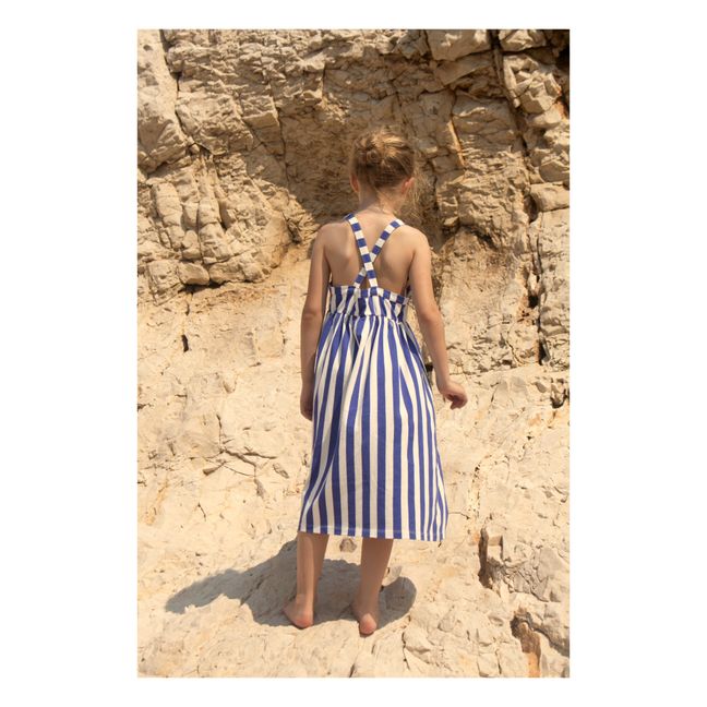Kleid Cleo Streifen Bio-Baumwolle | Blau