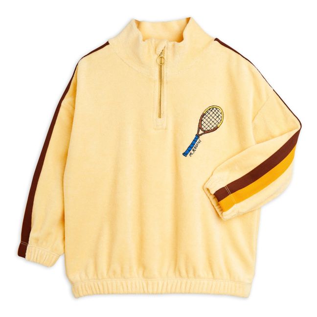 Sweatshirt mit Reißverschluss Tennis Frottee Bio | Gelb