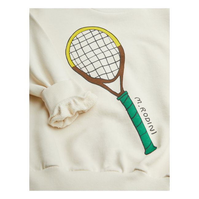 Sudadera de algodón orgánico con raqueta de tenis | Crudo