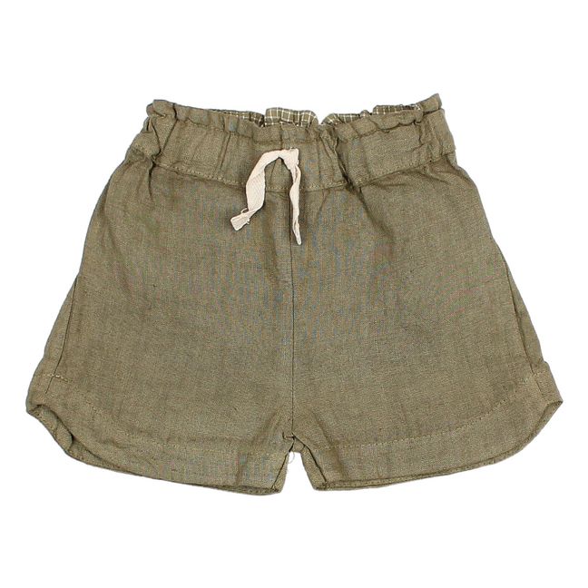Pantalón corto de lino para bebé | Verde Kaki
