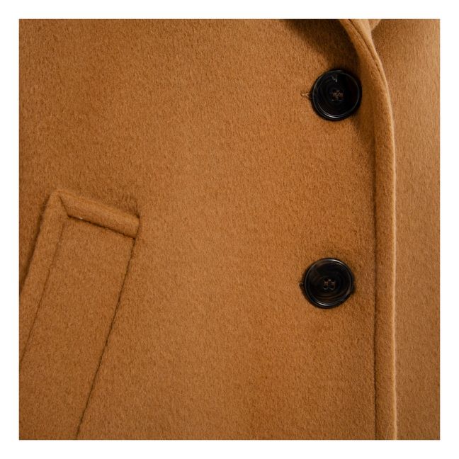 Langer Mantel aus recycelter Wolle | Sandfarben