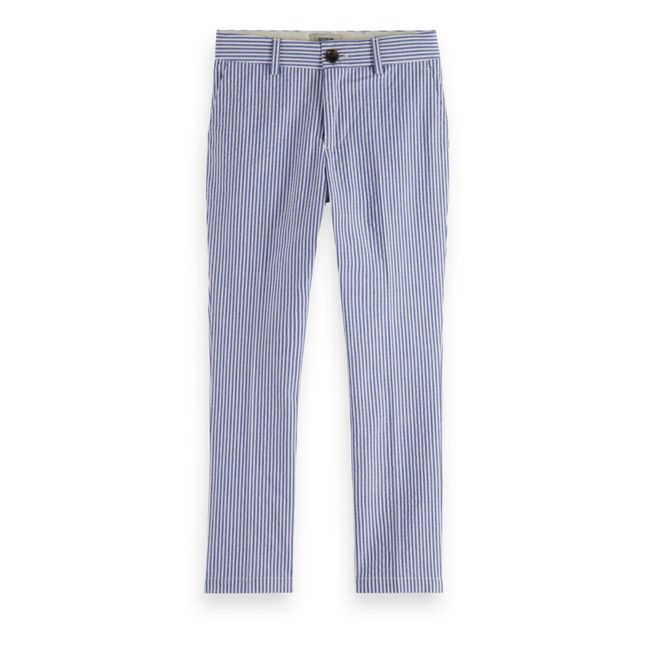Seersucker Striped Chino Pants | Blue