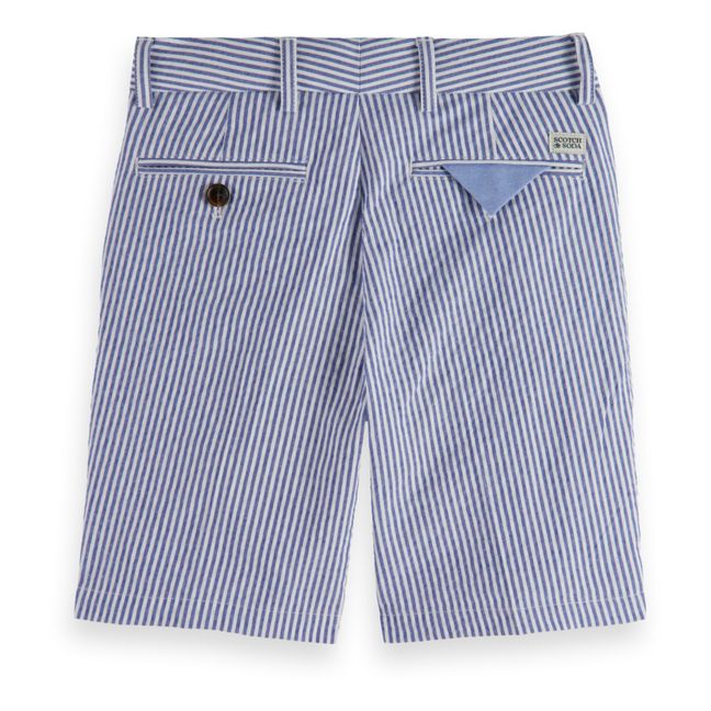 Pantalones cortos chinos a rayas Seersucker | Azul